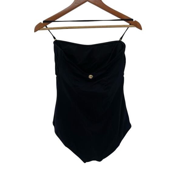 Blumoss Black Sleek Minimalist Halter Strapless One Piece Swimsuit Size Large - Picture 4 of 12